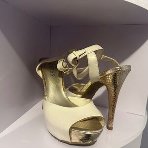 Guess- Ivory and Gold Heels